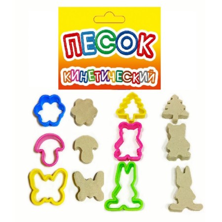 Kinetic sand, molds 6 pcs., “Flower, fungus, butterfly, Misha, bunny, Christmas tree”