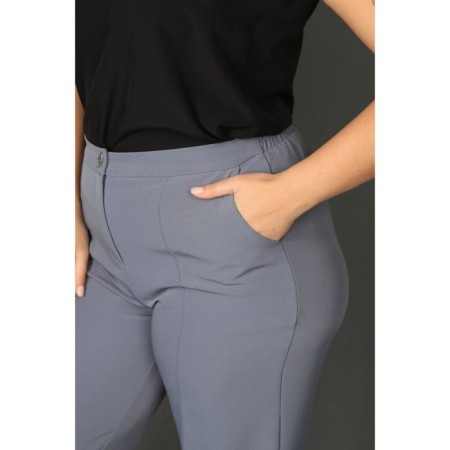 Female trousers, size 52, gray color-7