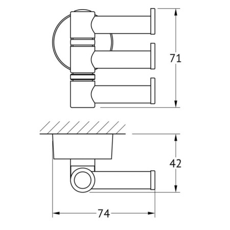 Rotary hook triple, chrome, fbs-1