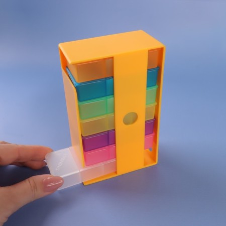 Air man - an organizer "Week", English letters, 14.2 × 8.5 × 4.7 cm, 7 containers of 3 sections, multi -colored-3