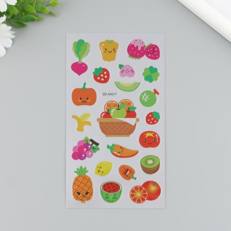 Plastic sticker "Flowers/vegetables and fruits" mix 9.5x17.5 cm-1
