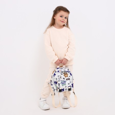 Baby backpack on lightning, 3 outer pockets, white color-3
