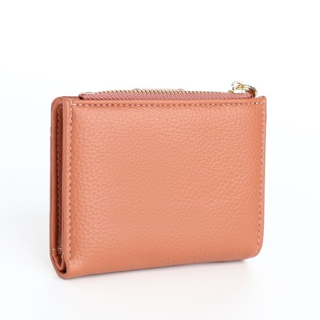 Women's wallet on the button, beige color-1