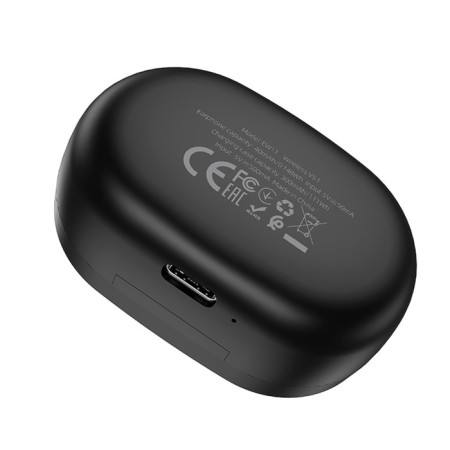 Hoco E11 TWS headphones, wireless, vacuum, BT5.1, 40/300 mAh, microphone, black-6