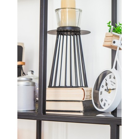 Metal candlestick, 13 × 13 × 22 cm, black color-2