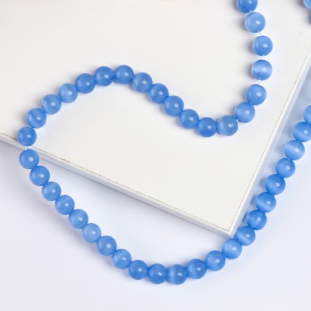 Bus with natural stone "Cat Eye", set of 50 pcs., 1 pc. - 8 mm, blue-1