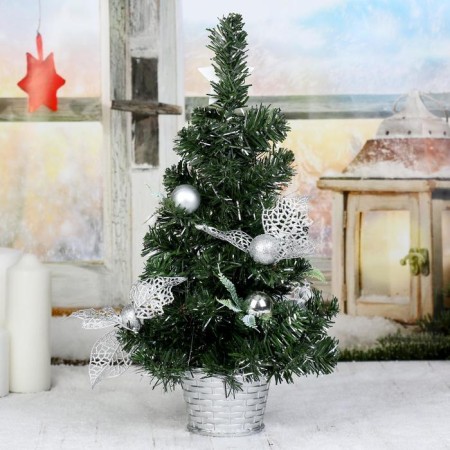 Christmas tree decor 40*22 cm flowers, balls silver-2