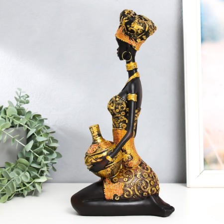 Souvenir Polystone "African with a jug in an elegant dress" MIX 15.5x10x32.5 cm-4