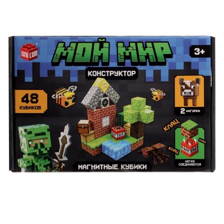 Unicon designer "Magnetic cubes. My world ", 2 figures, 48 ​​details-8