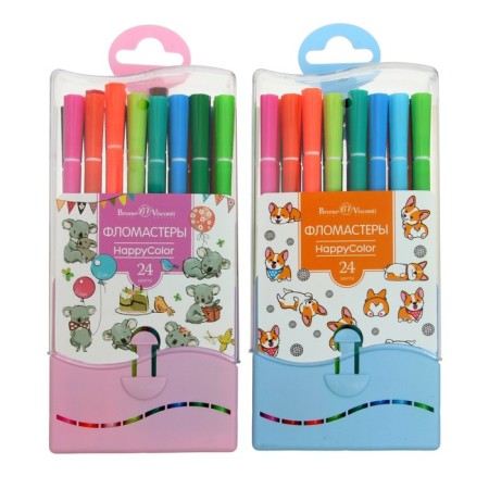 Fleeters 24 colors Happycolor, water -based, in a plastic penalty, mix