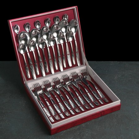 Set of dining room "Lira", 30 objects, decorative box, silver color-5