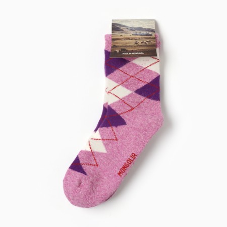 Women's socks from Mongolian wool, pink color, rr 34-36-2