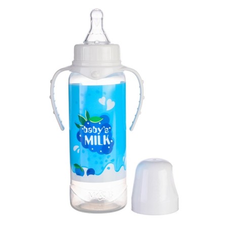 A bottle for feeding Gift "Dairy cocktail", classic throat, 250 ml., 0 months, with a nipple, with handles-3