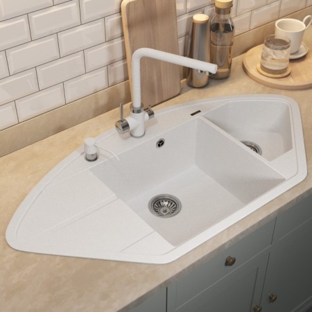 Quartz-quartz kitchen-quartz Uperwood quartz UPD-06, angular two-section, color 01 white