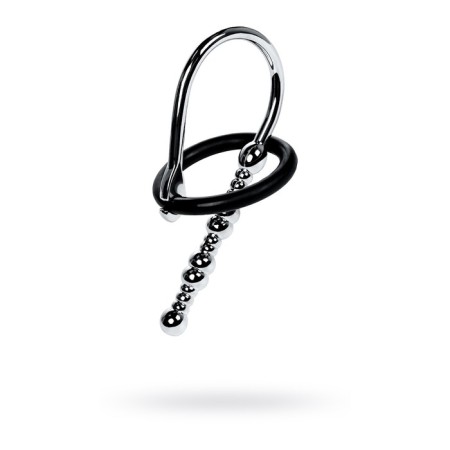 Toyfa Metal urethral boys with a soft fixing ring, silver