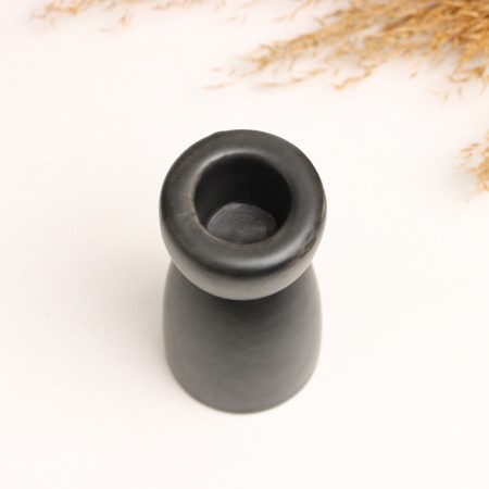 Lund candlestick Black gloss, 4x4x8cm-2