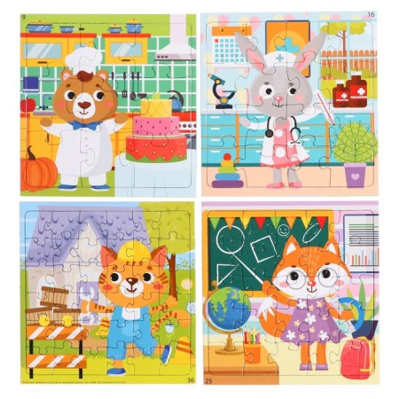 Puzzle 4 in 1 “All work is good”, 9 + 16 + 25 + 36 elements-2