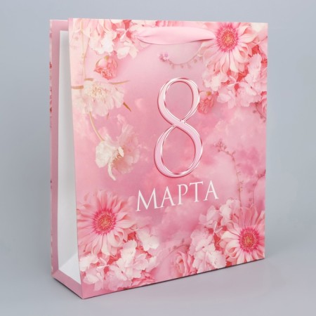 Gift Package laminated, packaging, “since March 8”, flowers, m 30 x 26 x 9 cm-3