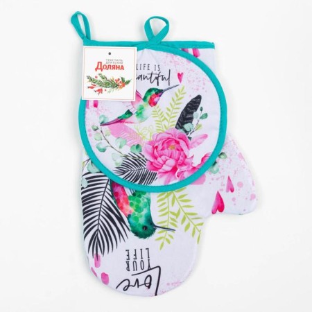 Kitchen set “Love Your Live”: mittens-seizure 20x28 cm, tack 17x17 cm, 35% x/l, 65% p/e-5