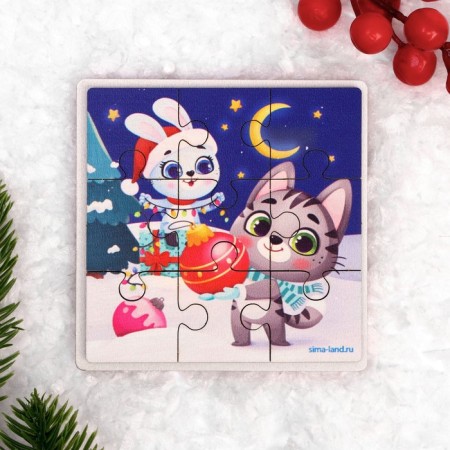 New Year's derving puzzles "New Year! Bunny and cat "-1