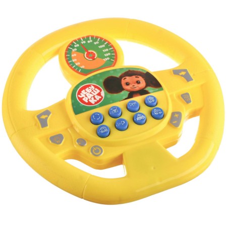 Musical steering wheel, sound, yellow color, Cheburashka-1