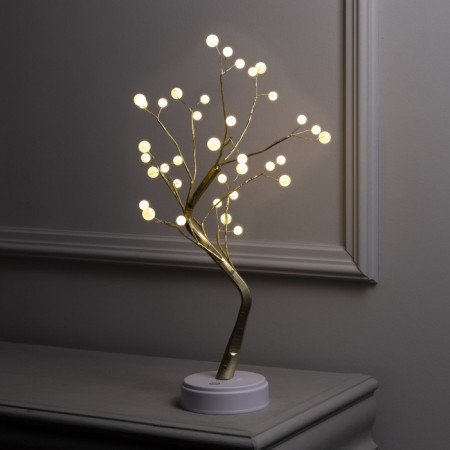 LED bush "Golden pearls" 45 cm, 36 LED, constant glow, AAX3 batteries (not in the kit), USB, glow warm white
