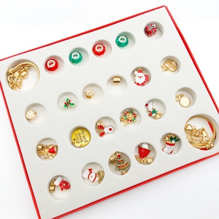 Set for creating bracelets "Advent Calendar" New Year, 24 items, red-green in gold-4