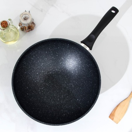 Pan-wok, d = 28, anti-stick coating, dark marble color-1