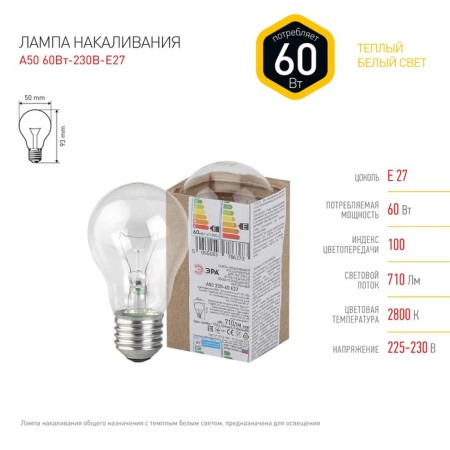 Era Lamp "GRUSH" A50, E27, 60 W, 710LM-1