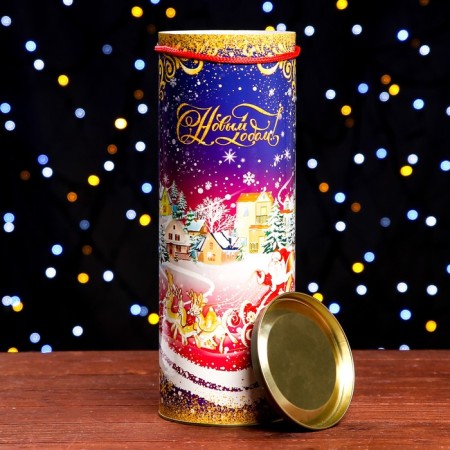 Gift box, a tube for the bottle "New Year" 120x345mm (325 mm intra -height)-1