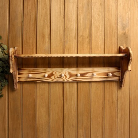 The shelf of the hanger is large, burned, 6 hooks, 72 × 23 × 17 cm-1