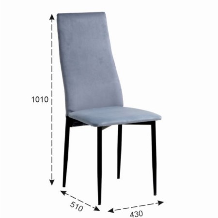 Chair "Wave", black/velor Blue Stone-2