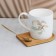 Ceramic mug on a wooden stand “Tenderness”, 330 ml, with a spoon, white color