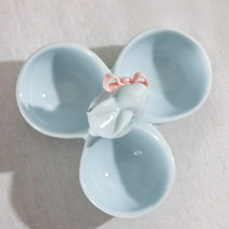 Menzhitsa ceramic 3 cells "Rabbit", 11.5 × 9.5 cm, blue color-3