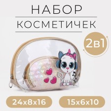 A set of cosmetic bags for the pool, 2 in 1, the color of the gold