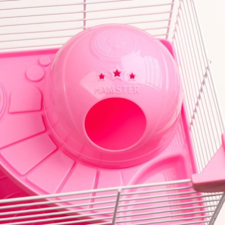 The cage for rodents is equipped, 27 x 19 x 28 cm, pink-9