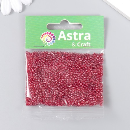 Beads "Astra" 11/0, 20 g (2225 red/transparent with a color center, glossy)-2