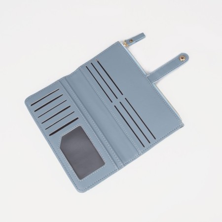 Women's wallet on the button, blue color-3