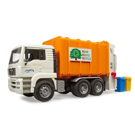 Bruder Man garbage truck, orange color-4