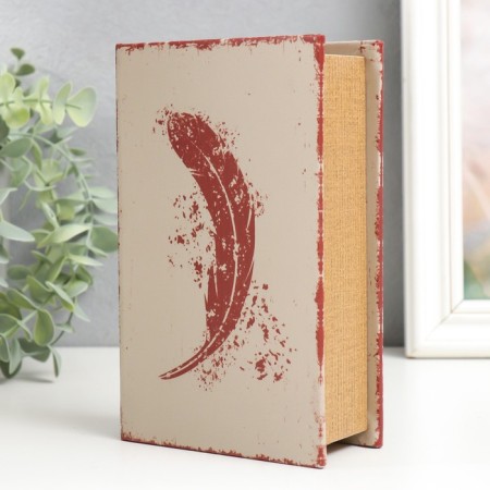 Safe-book wood to the leatherette "feather" 17x11x5 cm-1