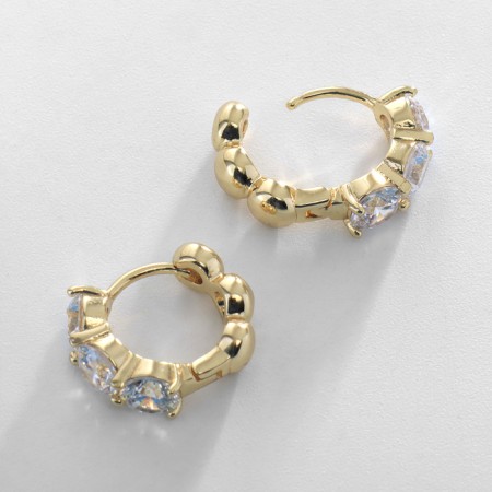 Hooping earrings Xuping Bright star, white color in gold, D = 1.5 cm-2