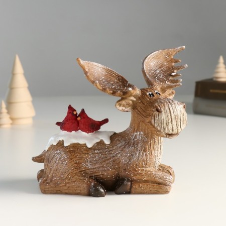 Souvenir Polystone "Losik color of cinnamon with red birds on the back" 11x16.5x16 cm