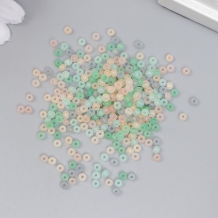 Glass 8/0 "Matte translucent. Melange yellow-green" 10 g