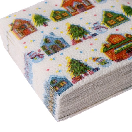 Paper napkins “Happy New Year”, houses, single -layer, 24x24 cm, set 20 pcs-3