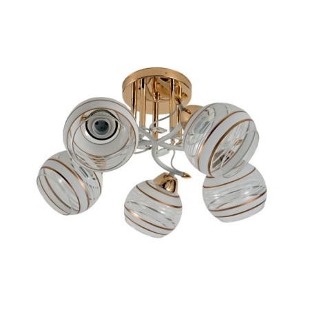 Lamp Ceiling Economy Highlight 12264/5FGD+WT WT+CL+GD, 5x60W, E27, 28x46x46 cm, white color