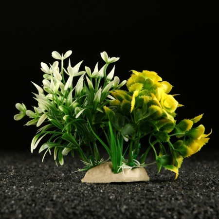 Artificial aquarium plant, 18 x 11 x 12 cm, white-1