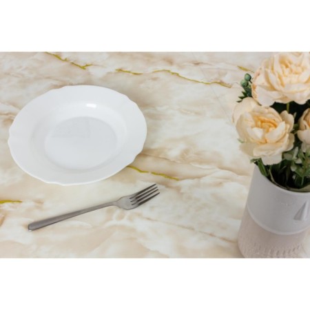 The oilcloth is transparent 0.8 mm, beige marble drawing, roll 20 pp.-4