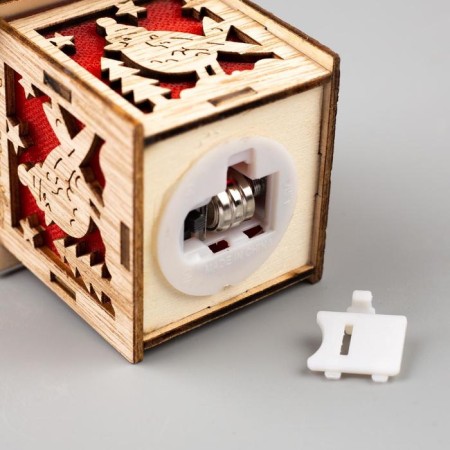 Christmas tree toy "House with a bird", from batteries, glow warm white-4