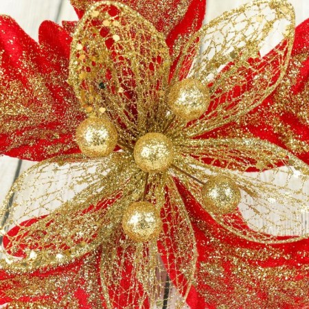 Decor "Winter Flower" 23x12 cm net, red-1