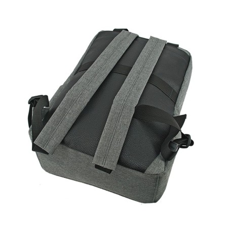Backpack, textiles/genuine leather, gray 40x26x13cm-1
